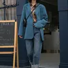 Syiwidii Suit Blazers Women Fall Winter Office Lady Jacket Long Sleeve Notched Blue Black Coats Single Breasted Outwear 211019