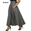 Algodão preto vintage cintura alta plus size verão saias casuais solta maxi longa saia mulheres saias femininas streetwear roupas 210619