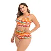 Dames badmode sexy bikini bikini dikke vrouwen zwempak plus maat hoge taille badpakken zwem halter push omhoog bikini set print strandkleding 4xl