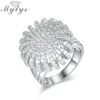 Cluster Rings Mytys White Gold Color Bridal Wedding Party Silver Sparkling Crystal High Quality Ring For Women R1897