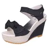2020 nouveau concepteur Denim sandales femmes sandales haute qualité compensées talons hauts Peep-Toe plate-forme chaussures femme fond épais sandales