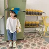 Japanska stilpojkar och tjejer Solid färglöss bas T-shirts Bomull Soft 4 Färger Långärmad Tees 210508