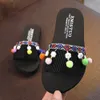 Zomer indoor antislip kinderen flip-flops meisjes mode strand schoenen pinch sandalen vrouwelijke kralen pantoffel SH251 210712