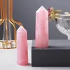 Pink Crystal Pillar Arts Mineral Chakra Healing wands Reiki Energy stone sixsided Natural Quartz Point magic wand rough polished2778508