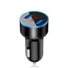 Billaddare Dual USB QC 3.0 Adapter Cigarettändare LED Voltmeter för alla typer Mobiltelefon Laddare Smart Dubbel Auto Laddning med paket