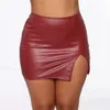 Women Sexy Black Pu Leather Pencil Bodycon Skirt Clubwear Zipper High Waist Plus Size Girls Mini Short Skirt for Young Women 329 X0428