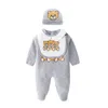 Abbigliamento per bambini neonati ragazzi abbigliamento brand marchio tag maniche lunghe per neonati bavasole da bavaglino 3pcs set4098500