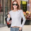 Spring Wild Button Slim Loose Tshirt O Neck Cotton Female Koreański T-shirt Długi rękaw Dorywczo Downing Koszula dla kobiet 12986 210415