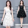 Medium-length Summer Lace Dress Womens Mesh Chiffon Plus Size White Black es Woman Party Night 175H 210420