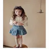 T-shirt per ragazze coreane Autunno Inverno Ragazza Carino Pizzo Cotone manica lunga Abbigliamento per bambini E20582 210610