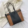 Shopping Bags Nieuwe Grote Capaciteit Tassen Voor Vrouwen Casual Schoudertas Panelled Pu Lederen Handtas Dames Top Handvat 220315