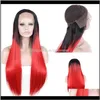svart och rött hår peruk