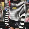 Harajuku Striped Shirt Cotton Pullover Cute High Street Women Sweaters and Pullovers Long Sweater 210714
