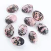 WOJIAER 20Pcs/lot Natural Rhodochrosite Stone Oval Cabochon CAB Focal Flatback Beads For Necklace Jewelry Making 15x20mm U8009