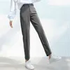 Mulheres terno calças primavera verão moda feminino casual cintura elástica formal harem calça calças retas escritório senhora pantalon 210423