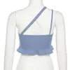 Seksowne Bicolor Crop Tops Tank Halter Top Kobiety Bringbed Off Shoulder Camisole Summer Beach Vauion Cool Backless Sling Vest 210517