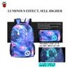 Luminous School Bag Bookbag Lightweight Waterproof Backpack with USB Charger Port and Lock & Pencil Case for Teens Girls Boys K726