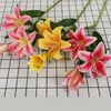 装飾的な花の花輪人工lilyフルブルームフェイクラテックス本物のタッチフラワーブーケ3ヘッドウェディングパーティー装飾hom2535388