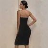 Ocstrade Ankomst Diamant Embellished Black Bandage Dress Summer Women Sexy Bodycon Night Club Party 210527