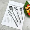 32Pcs Matte Black Cutlery Set Knife Fork Spoon Dinner Tableware 304 Stainless Steel Dinnerware Bar Party Flatware Silverware Set 211112