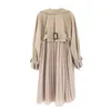 Fashion Trend Women Long Coat Pleated Chiffon Splice Female Spring Elegant Loose Big Size Trench Send within 12h 210914