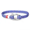 Colorful Nylon Rope Stainless Steel Anchor Fish Hook Nautical Bangle Bracelet Men Braid Bracelet Cuff bracelets