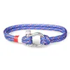 Bracciale rigido da uomo in corda di nylon colorato con ancoraggio in acciaio inossidabile con amo da pesca