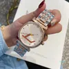 Brand Watches Women Lady Girls Crystal Big letters style Steel band Quartz wrist Watch 38