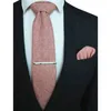 Kamberft Solid Color Cashmere Ull Slips och Pocket Square Clip Set för 8cm Röd Brun Grön Grå För Män Bröllop Slips