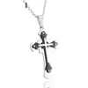 Black Stainless Steel Crucifix Necklace Pendant Religious Jesus Cross For Men with Chain Male Jewelry Gift