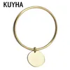 Moda Pulseira Bangle Laser / Nome Rodada Charme Pingente de Ouro Cor França Estilo Jóias Q0717