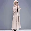 Große Größe Winter Lammwolle Jacke Mantel Frauen Lange Faux Leder Weibliche Verdicken Warme Mantel Frauen Mit Kapuze Pelz Mäntel 211220