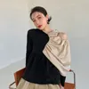 Beskuren Patchwork Vintage Women's T Shirt One-Shoulder Slim Elegant Tees Streetwear Långärmad Svart Pullover Ol Tops 210515