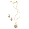 Hjärta kvinnor halsband örhängen sätter mode guld färg zinklegering zirkon hängande halsband party bröllop smycken engagemang gåvor