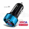 Display a LED QC3.0 Caricabatteria per auto a ricarica rapida rapida Adattatore 30W 3A per iPhone 11 12 13 14 15 Samsung Android F1