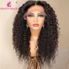 Glue-free 26 Inch Deep Curly Women Closed Lace Wig African Style Quirky Curly Human Hair Wig Wet Wavy Lace Front Wig HD Seamless