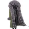 X-Long vattentät Parka Vinterjacka Kvinnor Real Fox Fur Coat Natural Fox Fur Collar Hood Big Fur Ytterkläder Avtagbar 210927