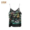 HnMchief Brown Dormir Tops Slim Strappy Tank Top Sleepwear Feminino Jungle Print Silk Vest Casual Mulheres Comfy Camisole Clubwear