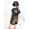 Pivoine Noir Fille Robe De Mode Nouvel An Cadeau Chinois Qipao Pour Jeune Fille 2-16 Ans Fille Robes Enfants Vêtements Top Qualité 210413