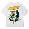 ZAZOMDE HIP HOP MENS Katoenen T-shirt Mode Losse Mannen BF Student Banana Print Korte Mouwen Tees Cool Man Draag Ronde hals T-shirt 210714