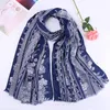 Cotton Scarf Hijab Flower Printed Shawl Double-Row Pashmina Popular Scarves Headband Hot Muslim Turban