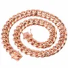 Miami Men's Cuban Chain, Hip-hop Jewelry, Rose Gold Color, Thick Stainless Steel, Wide, Thick Necklace, Gifts Q0809