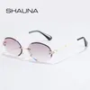 Shauna Classic Rimless Oval Sunglasses Mulheres Gradient Shades UV400