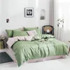 Bedding Sets Green Pink Gray White Yellow Pure Colour 60S Egyptian Cotton Embroidery Set Duvet Cover Bed 4pcs Sheet/Linen Pillowcases