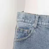 Galcaur designer denim shorts för kvinnor hög midja patchwork tofsar asymmetrisk blå avslappnad kort byxor kvinnlig sommar