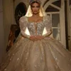 Saoedi-Arabië Baljurk Trouwjurken Lace Up Retro Bruidsjurken Pailletten Kapmouw Moslim vestido de novia265u