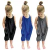 Flickor barn onesies romper overaller för barn baby bomull backless jumpsuits en bit hängslen kläder