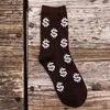 Homens Dólar dos EUA Impressão de Algodão Meias Respirável Casual Esporte Sock Moda Moda Hosiery Alta Qualidade 5 Cores