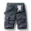 Luulla Men Summer Premium Stretch Stretch Algodão Carga Shorts Casuais Moda Sólida Classic Bolsos Legwear 28-38 210806
