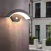 Modern Moon Shape Aluminum Wall Sconce LED Intelligent Induction Lamp Balcony Courtyard Outdoor Use IP65 Water-Proof Lighting